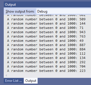 A screenshot of random numbers being generated.